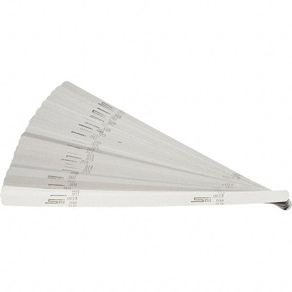 SPI - 32 Piece, 0.001 to 0.03" Thick, Parallel Feeler Gage Set - 12" Leaf Length, 1/2" Wide, High Carbon Steel - Americas Industrial Supply