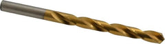 Hertel - 19/64" 118° High Speed Steel Jobber Drill - TiN Finish, Right Hand Cut, Spiral Flute, Straight Shank, 4-3/8" OAL, Standard Point - Americas Industrial Supply