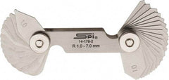 SPI - 34 Piece, 1 to 7 mm Radius, Stainless Steel Radius Gage Set - Style B, 0.25 mm Graduation - Americas Industrial Supply