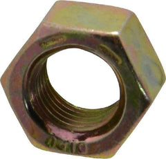 Value Collection - 3/8-24 UNF Steel Right Hand Hex Nut - 9/16" Across Flats, 21/64" High, Zinc Yellow Dichromate Finish - Americas Industrial Supply