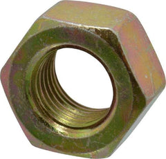 Value Collection - 7/16-20 UNF Steel Right Hand Hex Nut - 11/16" Across Flats, 3/8" High, Zinc Yellow Dichromate Finish - Americas Industrial Supply