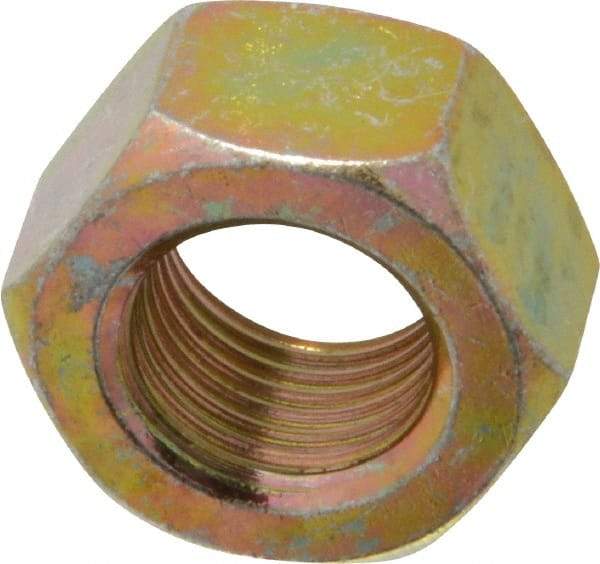 Value Collection - 9/16-18 UNF Steel Right Hand Hex Nut - 7/8" Across Flats, 31/64" High, Zinc Yellow Dichromate Finish - Americas Industrial Supply