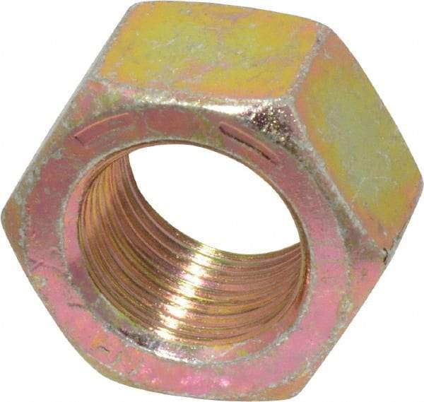 Value Collection - 3/4-16 UNF Steel Right Hand Hex Nut - 1-1/8" Across Flats, 41/64" High, Zinc Yellow Dichromate Finish - Americas Industrial Supply