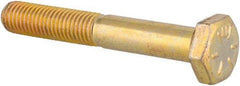 Made in USA - 1/4-28 UNF, 1-3/4" Length Under Head Hex Head Cap Screw - Partially Threaded, Grade 8 Alloy Steel, Zinc Yellow Dichromate Finish, 1/2" Hex - Americas Industrial Supply