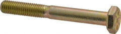 Made in USA - 1/4-28 UNF, 2" Length Under Head Hex Head Cap Screw - Partially Threaded, Grade 8 Alloy Steel, Zinc Yellow Dichromate Finish, 1/2" Hex - Americas Industrial Supply