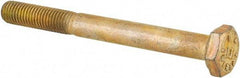 Made in USA - 1/4-28 UNF, 2-1/2" Length Under Head Hex Head Cap Screw - Partially Threaded, Grade 8 Alloy Steel, Zinc Yellow Dichromate Finish, 1/2" Hex - Americas Industrial Supply