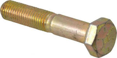 Made in USA - 5/16-24 UNF, 1-3/4" Length Under Head Hex Head Cap Screw - Partially Threaded, Grade 8 Alloy Steel, Zinc Yellow Dichromate Finish, 1/2" Hex - Americas Industrial Supply