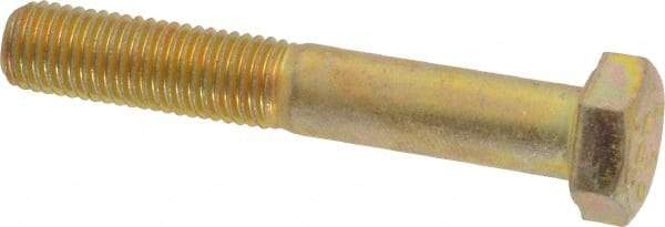 Made in USA - 5/16-24 UNF, 2" Length Under Head Hex Head Cap Screw - Partially Threaded, Grade 8 Alloy Steel, Zinc Yellow Dichromate Finish, 1/2" Hex - Americas Industrial Supply