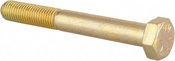 Made in USA - 5/16-24 UNF, 2-1/2" Length Under Head Hex Head Cap Screw - Partially Threaded, Grade 8 Alloy Steel, Zinc Yellow Dichromate Finish, 1/2" Hex - Americas Industrial Supply