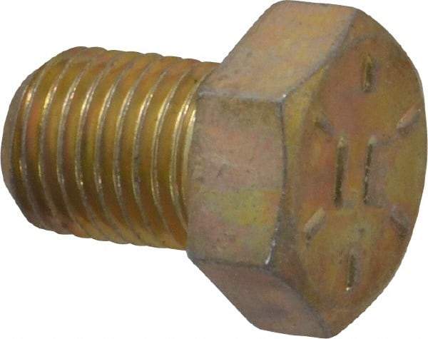 Value Collection - 3/8-24 UNF, 1/2" Length Under Head Hex Head Cap Screw - Fully Threaded, Grade 8 Alloy Steel, Zinc Yellow Dichromate Finish, 9/16" Hex - Americas Industrial Supply