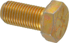 Made in USA - 3/8-24 UNF, 3/4" Length Under Head Hex Head Cap Screw - Fully Threaded, Grade 8 Alloy Steel, Zinc Yellow Dichromate Finish, 9/16" Hex - Americas Industrial Supply