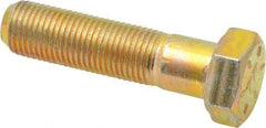 Made in USA - 1/2-20 UNF, 2" Length Under Head Hex Head Cap Screw - Partially Threaded, Grade 8 Alloy Steel, Zinc Yellow Dichromate Finish, 3/4" Hex - Americas Industrial Supply