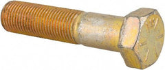 Made in USA - 1/2-20 UNF, 2-1/4" Length Under Head Hex Head Cap Screw - Partially Threaded, Grade 8 Alloy Steel, Zinc Yellow Dichromate Finish, 3/4" Hex - Americas Industrial Supply