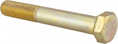Made in USA - 1/2-20 UNF, 3-1/2" Length Under Head Hex Head Cap Screw - Partially Threaded, Grade 8 Alloy Steel, Zinc Yellow Dichromate Finish, 3/4" Hex - Americas Industrial Supply