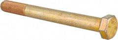 Made in USA - 1/2-20 UNF, 5" Length Under Head Hex Head Cap Screw - Partially Threaded, Grade 8 Alloy Steel, Zinc Yellow Dichromate Finish, 3/4" Hex - Americas Industrial Supply