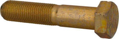Made in USA - 9/16-18 UNF, 2-3/4" Length Under Head Hex Head Cap Screw - Partially Threaded, Grade 8 Alloy Steel, Zinc Yellow Dichromate Finish, 13/16" Hex - Americas Industrial Supply
