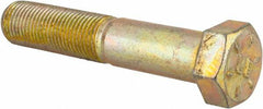 Made in USA - 9/16-18 UNF, 3" Length Under Head Hex Head Cap Screw - Partially Threaded, Grade 8 Alloy Steel, Zinc Yellow Dichromate Finish, 13/16" Hex - Americas Industrial Supply