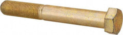 Made in USA - 9/16-18 UNF, 4" Length Under Head Hex Head Cap Screw - Partially Threaded, Grade 8 Alloy Steel, Zinc Yellow Dichromate Finish, 13/16" Hex - Americas Industrial Supply