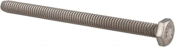 Value Collection - 1/4-20 UNC, 3-1/2" Length Under Head Hex Head Cap Screw - Fully Threaded, Grade 316 Stainless Steel, Uncoated, 7/16" Hex - Americas Industrial Supply