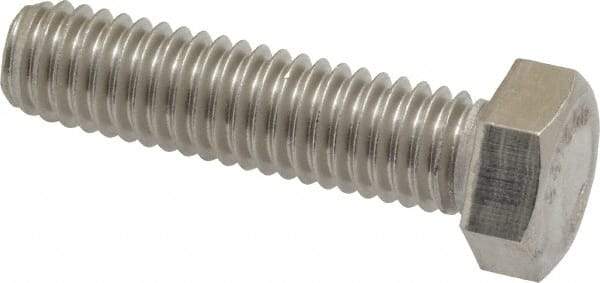 Value Collection - 3/8-16 UNC, 1-1/2" Length Under Head Hex Head Cap Screw - Fully Threaded, Grade 316 Stainless Steel, Uncoated, 9/16" Hex - Americas Industrial Supply