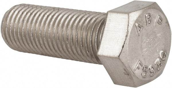 Value Collection - 7/16-20 UNF, 1-1/4" Length Under Head Hex Head Cap Screw - Partially Threaded, Grade 18-8 Stainless Steel, Uncoated, 5/8" Hex - Americas Industrial Supply