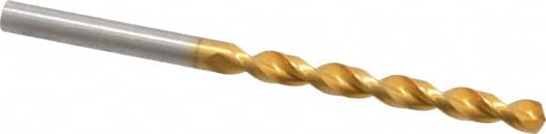 Guhring - #8 130° High Speed Steel Jobber Drill - TiN Finish, Right Hand Cut, Parabolic Flute, Straight Shank, 3-3/8" OAL, Standard Point - Americas Industrial Supply