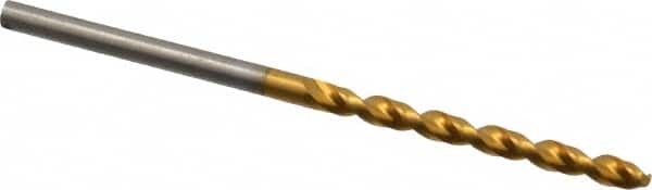 Guhring - #38 130° High Speed Steel Jobber Drill - TiN Finish, Right Hand Cut, Parabolic Flute, Straight Shank, 2-1/4" OAL, Standard Point - Americas Industrial Supply