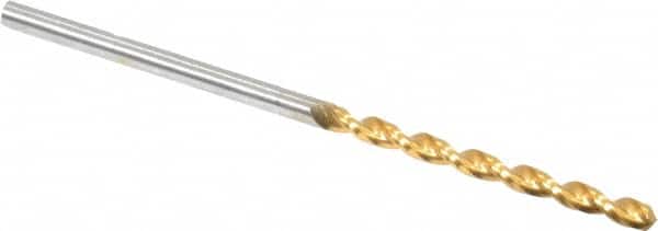 Guhring - #49 130° High Speed Steel Jobber Drill - TiN Finish, Right Hand Cut, Parabolic Flute, Straight Shank, 46mm OAL, Standard Point - Americas Industrial Supply