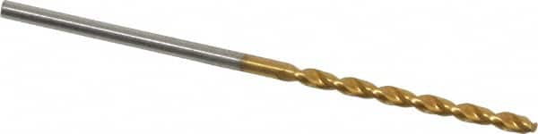 Guhring - #53 130° High Speed Steel Jobber Drill - TiN Finish, Right Hand Cut, Parabolic Flute, Straight Shank, 1-11/16" OAL, Standard Point - Americas Industrial Supply