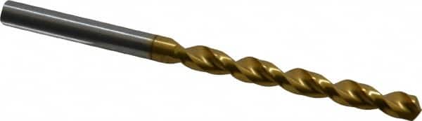 Jobber Length Drill Bit: 0.2031″ Dia, 130 °, High Speed Steel TiN Finish, Right Hand Cut, Parabolic Flute, Straight-Cylindrical Shank, Series 652
