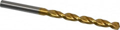 Guhring - Letter H 130° High Speed Steel Jobber Drill - TiN Finish, Right Hand Cut, Parabolic Flute, Straight Shank, 4-9/32" OAL, Standard Point - Americas Industrial Supply