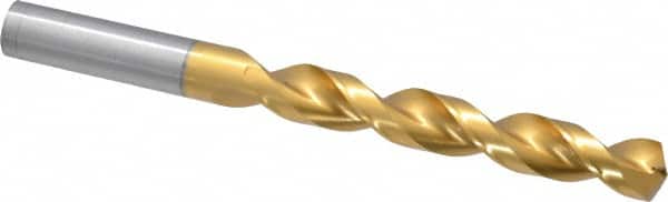 Guhring - 33/64" 130° High Speed Steel Jobber Drill - TiN Finish, Right Hand Cut, Parabolic Flute, Straight Shank, 5-15/16" OAL, Standard Point - Americas Industrial Supply
