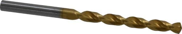 Guhring - Letter D 130° High Speed Steel Jobber Drill - TiN Finish, Right Hand Cut, Parabolic Flute, Straight Shank, 3-31/32" OAL, Standard Point - Americas Industrial Supply