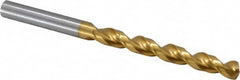 Guhring - Letter M 130° High Speed Steel Jobber Drill - TiN Finish, Right Hand Cut, Parabolic Flute, Straight Shank, 4-9/32" OAL, Standard Point - Americas Industrial Supply