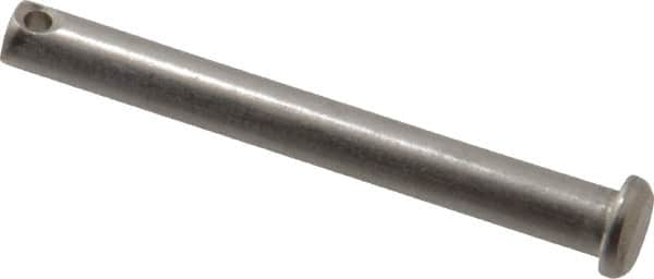 Made in USA - 1/4" Pin Diam, 2-1/4" OAL, Standard Clevis Pin - 3/32" Hole, 2-5/32" Usable Length, Uncoated Stainless Steel - Americas Industrial Supply