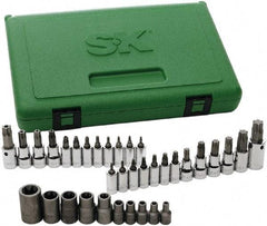 SK - 35 Piece 1/4, 3/8 & 1/2" Drive Torx Bit Socket Set - T7 to T60 Torx - Americas Industrial Supply