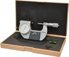 Mitutoyo - 1 to 2 Inch Range, 0.0001 Inch Graduation, Mechanical Indicating Micrometer - Accurate to 0.0001 Inch, Carbide-Tipped Measuring Face, Includes Fitted Plastic Case - Americas Industrial Supply