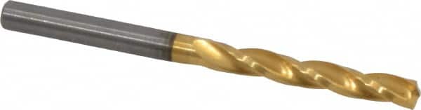 Guhring - 5/32" 150° Solid Carbide Jobber Drill - TiN Finish, Right Hand Cut, Spiral Flute, Straight Shank, 2-5/32" OAL, Standard Point - Americas Industrial Supply