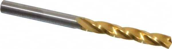 Guhring - 3/16" 150° Solid Carbide Jobber Drill - TiN Finish, Right Hand Cut, Spiral Flute, Straight Shank, 2-7/16" OAL, Standard Point - Americas Industrial Supply