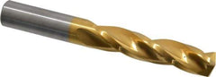 Guhring - 1/2" 150° Solid Carbide Jobber Drill - TiN Finish, Right Hand Cut, Spiral Flute, Straight Shank, 4" OAL, Standard Point - Americas Industrial Supply
