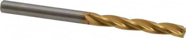 Guhring - #25 150° Solid Carbide Jobber Drill - TiN Finish, Right Hand Cut, Spiral Flute, Straight Shank, 2.165" OAL, Standard Point - Americas Industrial Supply