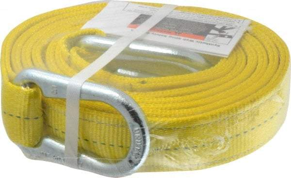 Lift-All - 12' Long x 2" Wide, 6,400 Lb Vertical Capacity, 2 Ply, Polyester Web Sling - 5,000 Lb Choker Capacity, Yellow - Americas Industrial Supply