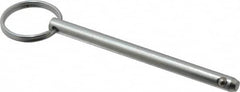 Gibraltar - 1/4" Pin Diam, 3-1/4" Long, Zinc Plated Steel Ball Lock Hitch Pin - 3" Usable Length - Americas Industrial Supply