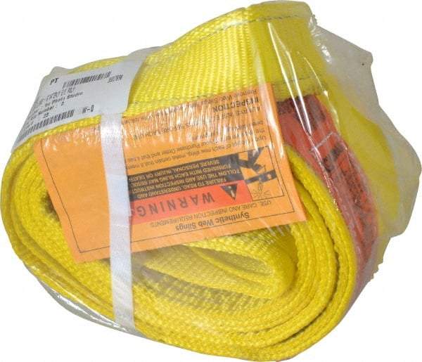 Lift-All - 6' Long x 4" Wide, 11,500 Lb Vertical Capacity, 2 Ply, Polyester Web Sling - 9,200 Lb Choker Capacity, Yellow - Americas Industrial Supply