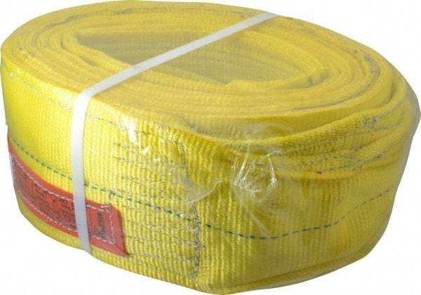 Lift-All - 16' Long x 6" Wide, 16,300 Lb Vertical Capacity, 2 Ply, Polyester Web Sling - 13,000 Lb Choker Capacity, Yellow - Americas Industrial Supply