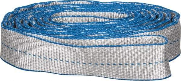 Lift-All - 12' Long x 2" Wide, 6,400 Lb Vertical Capacity, 2 Ply, Polyester Web Sling - 5,000 Lb Choker Capacity, Silver (Color) - Americas Industrial Supply