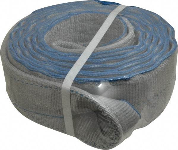 Lift-All - 14' Long x 4" Wide, 11,500 Lb Vertical Capacity, 2 Ply, Polyester Web Sling - 9,200 Lb Choker Capacity, Silver (Color) - Americas Industrial Supply