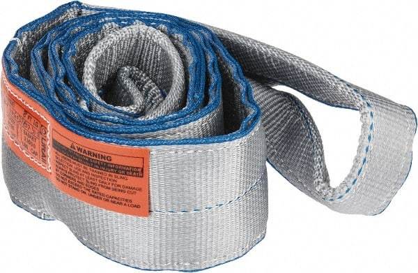 Lift-All - 8' Long x 4" Wide, 11,500 Lb Vertical Capacity, 2 Ply, Polyester Web Sling - 9,200 Lb Choker Capacity, Silver (Color) - Americas Industrial Supply