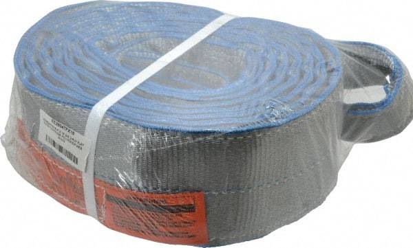Lift-All - 16' Long x 4" Wide, 11,500 Lb Vertical Capacity, 2 Ply, Polyester Web Sling - 9,200 Lb Choker Capacity, Silver (Color) - Americas Industrial Supply