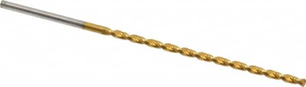 Taper Length Drill Bit: 0.1065″ Dia, 130 ° TiN Finish, RH Cut, Parabolic Flute, Straight Shank, Series 668